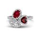 1 - Sienna 3.71 ctw Multi Shape Oval Created Ruby, Heart Red Garnet & Marquise Lab Grown Diamond Three Stone Engagement Ring 