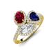 3 - Sienna 3.66 ctw Multi Shape Oval Created Ruby, Heart Created Blue Sapphire & Marquise Lab Grown Diamond Three Stone Engagement Ring 