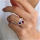 4 - Sienna 3.66 ctw Multi Shape Oval Created Ruby, Heart Created Blue Sapphire & Marquise Lab Grown Diamond Three Stone Engagement Ring 