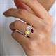 4 - Sienna 3.71 ctw Multi Shape Oval Created Ruby, Heart Peridot & Marquise Lab Grown Diamond Three Stone Engagement Ring 