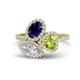 1 - Sienna 3.28 ctw Multi Shape Oval Created Blue Sapphire, Heart Peridot & Marquise Lab Grown Diamond Three Stone Engagement Ring 