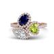 1 - Sienna 3.28 ctw Multi Shape Oval Created Blue Sapphire, Heart Peridot & Marquise Lab Grown Diamond Three Stone Engagement Ring 