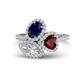 1 - Sienna 3.28 ctw Multi Shape Oval Created Blue Sapphire, Heart Red Garnet & Marquise Lab Grown Diamond Three Stone Engagement Ring 