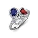 3 - Sienna 3.28 ctw Multi Shape Oval Created Blue Sapphire, Heart Red Garnet & Marquise Lab Grown Diamond Three Stone Engagement Ring 