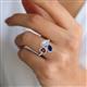 4 - Sienna 3.28 ctw Multi Shape Oval Created Blue Sapphire, Heart Red Garnet & Marquise Lab Grown Diamond Three Stone Engagement Ring 
