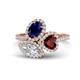 1 - Sienna 3.28 ctw Multi Shape Oval Created Blue Sapphire, Heart Red Garnet & Marquise Lab Grown Diamond Three Stone Engagement Ring 