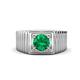 1 - Angelo 0.80 ct (6.00 mm) Emerald Ribbed Shank Solitaire Men Band 