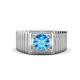 1 - Angelo 0.95 ct (6.50 mm) Blue Topaz Ribbed Shank Solitaire Men Band 