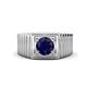 1 - Angelo 1.15 ct (6.00 mm) Blue Sapphire Ribbed Shank Solitaire Men Band 