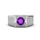 1 - Angelo 0.87 ct (6.50 mm) Amethyst Ribbed Shank Solitaire Men Band 