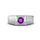 1 - Angelo 0.40 ct (5.00 mm) Amethyst Ribbed Shank Solitaire Men Band 