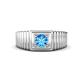 1 - Angelo 0.50 ct (5.00 mm) Blue Topaz Ribbed Shank Solitaire Men Band 