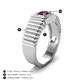 4 - Angelo 0.50 ct (5.00 mm) Rhodolite Garnet Ribbed Shank Solitaire Men Band 