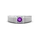 1 - Angelo 0.20 ct (4.00 mm) Amethyst Ribbed Shank Solitaire Men Band 