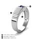3 - Angelo 0.30 ct (4.00 mm) Blue Sapphire Ribbed Shank Solitaire Men Band 