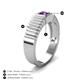 3 - Angelo 0.20 ct (4.00 mm) Amethyst Ribbed Shank Solitaire Men Band 