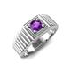 5 - Angelo 0.40 ct (5.00 mm) Amethyst Ribbed Shank Solitaire Men Band 