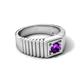 6 - Angelo 0.40 ct (5.00 mm) Amethyst Ribbed Shank Solitaire Men Band 