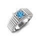 5 - Angelo 0.50 ct (5.00 mm) Blue Topaz Ribbed Shank Solitaire Men Band 