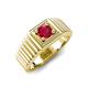 5 - Angelo 0.55 ct (5.00 mm) Ruby Ribbed Shank Solitaire Men Band 