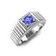 5 - Angelo 0.47 ct (5.00 mm) Tanzanite Ribbed Shank Solitaire Men Band 