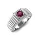 5 - Angelo 0.50 ct (5.00 mm) Rhodolite Garnet Ribbed Shank Solitaire Men Band 