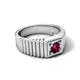 6 - Angelo 0.50 ct (5.00 mm) Rhodolite Garnet Ribbed Shank Solitaire Men Band 