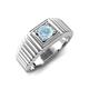 5 - Angelo 0.40 ct (5.00 mm) Aquamarine Ribbed Shank Solitaire Men Band 