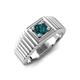 5 - Angelo 0.50 ct (5.00 mm) London Blue Topaz Ribbed Shank Solitaire Men Band 