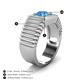 3 - Angelo 0.95 ct (6.50 mm) Blue Topaz Ribbed Shank Solitaire Men Band 