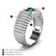 3 - Angelo 0.95 ct (6.50 mm) London Blue Topaz Ribbed Shank Solitaire Men Band 