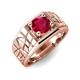 4 - Jamar 0.95 ct (6.00 mm) Ruby Nugget Solitaire Men Band 