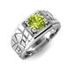 4 - Jamar 1.10 ct (6.50 mm) Peridot Nugget Solitaire Men Band 