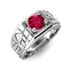 4 - Jamar 0.95 ct (6.00 mm) Ruby Nugget Solitaire Men Band 