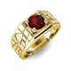 4 - Jamar 1.05 ct (6.50 mm) Red Garnet Nugget Solitaire Men Band 