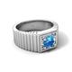 5 - Angelo 0.95 ct (6.50 mm) Blue Topaz Ribbed Shank Solitaire Men Band 