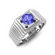 4 - Angelo 0.92 ct (6.50 mm) Tanzanite Ribbed Shank Solitaire Men Band 