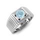4 - Angelo 0.87 ct (6.50 mm) Aquamarine Ribbed Shank Solitaire Men Band 