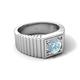 5 - Angelo 0.87 ct (6.50 mm) Aquamarine Ribbed Shank Solitaire Men Band 