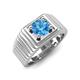 4 - Angelo 0.95 ct (6.50 mm) Blue Topaz Ribbed Shank Solitaire Men Band 