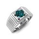 4 - Angelo 0.95 ct (6.50 mm) London Blue Topaz Ribbed Shank Solitaire Men Band 
