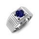 4 - Angelo 1.15 ct (6.00 mm) Blue Sapphire Ribbed Shank Solitaire Men Band 