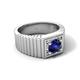 5 - Angelo 1.15 ct (6.00 mm) Blue Sapphire Ribbed Shank Solitaire Men Band 
