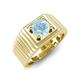 4 - Angelo 0.87 ct (6.50 mm) Aquamarine Ribbed Shank Solitaire Men Band 