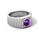 5 - Angelo 0.87 ct (6.50 mm) Amethyst Ribbed Shank Solitaire Men Band 