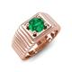 4 - Angelo 0.80 ct (6.00 mm) Emerald Ribbed Shank Solitaire Men Band 