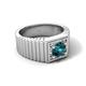 5 - Angelo 0.95 ct (6.50 mm) London Blue Topaz Ribbed Shank Solitaire Men Band 