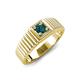 4 - Angelo 0.25 ct (4.00 mm) London Blue Topaz Ribbed Shank Solitaire Men Band 