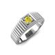 4 - Angelo 0.25 ct (4.00 mm) Yellow Diamond Ribbed Shank Solitaire Men Band 
