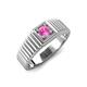4 - Angelo 0.26 ct (4.00 mm) Pink Sapphire Ribbed Shank Solitaire Men Band 